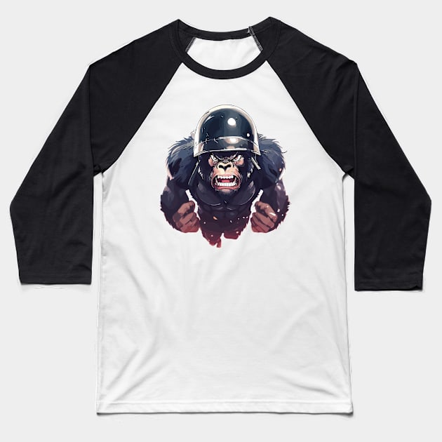 Angry gorilla in helmet Baseball T-Shirt by TomFrontierArt